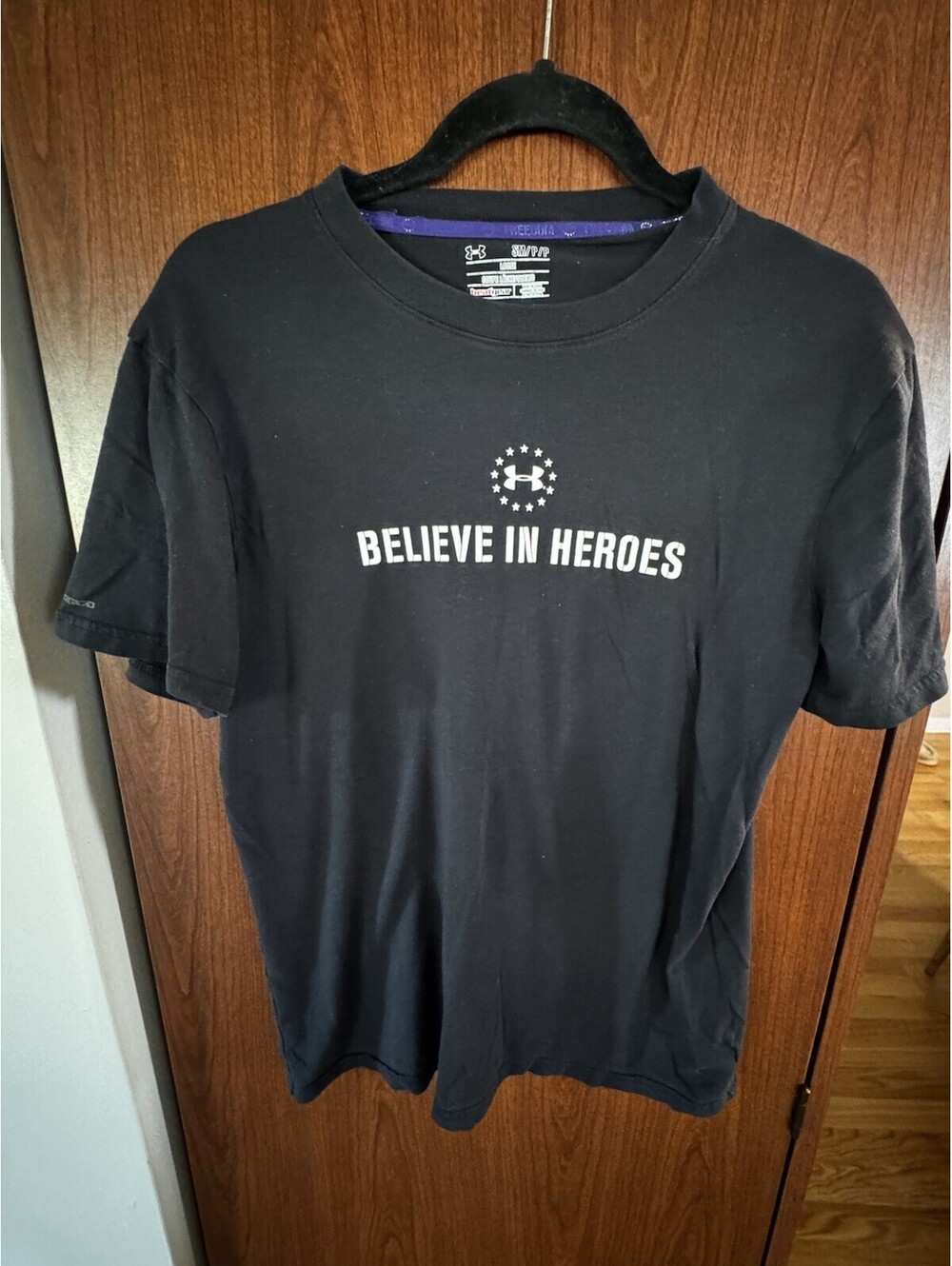 Under Armour Believe In Heroes Wounded Warrior Project T Shirt Mens S Black